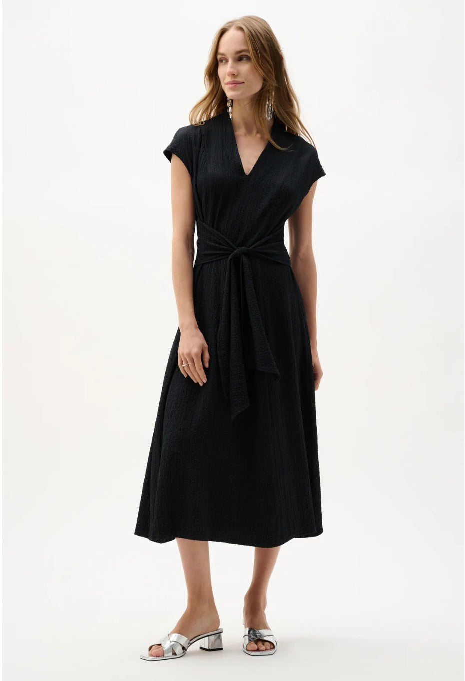 lace dress with sleeves midi Adrianna Papell Lace Cap Sleeve Midi Dress